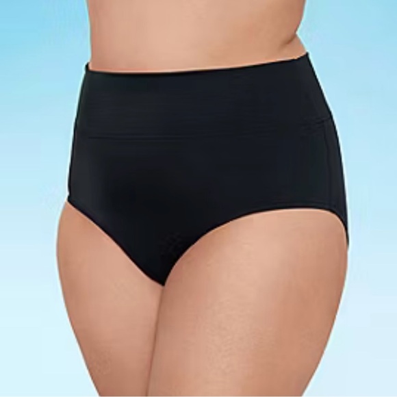 High-Waisted Black Swim Bikini Brief Bottom Only - Picture 1 of 3